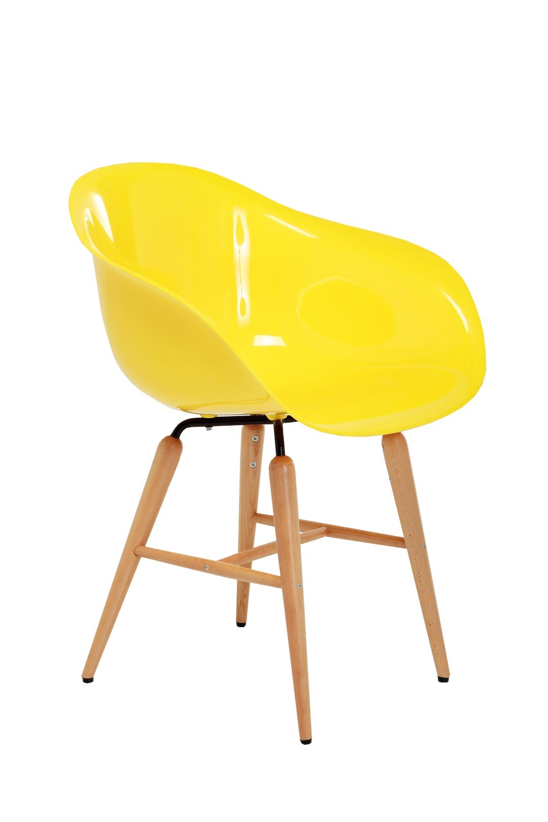 Armrest beech leg designer chair plastic shell yellow