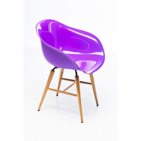 Armrest beech leg designer chair plastic shell purple