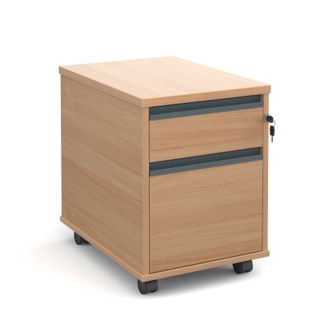 2 drawer mobile pedestal in beech