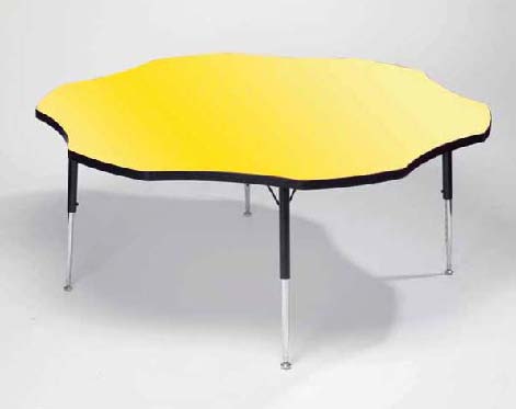 Height Adjustable Flower Classroom Table yellow 1456dia