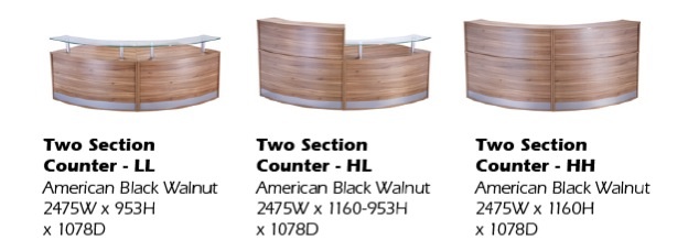Academy Reception Desk 2 piece Oak , White or Walnut