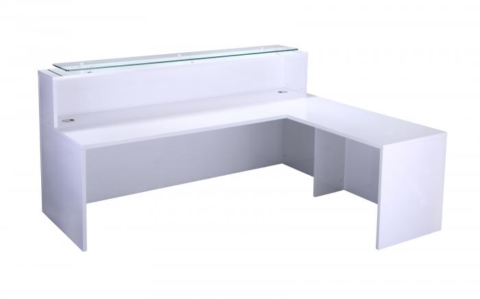 Academy White Gloss Reception Counter with Glass top 2200 mm wide x 800 mm deep