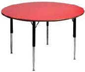 Height adjustable round Classroom Table Beech Top 1000dia PVC Edge