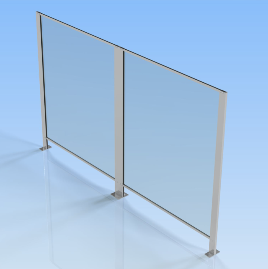 Adaptable Affordable  Aluminium Framed Modular Protective  Cough Sneeze  Screen System in standard and bespoke sizes - individual modules 1993 mm wide and various heights
