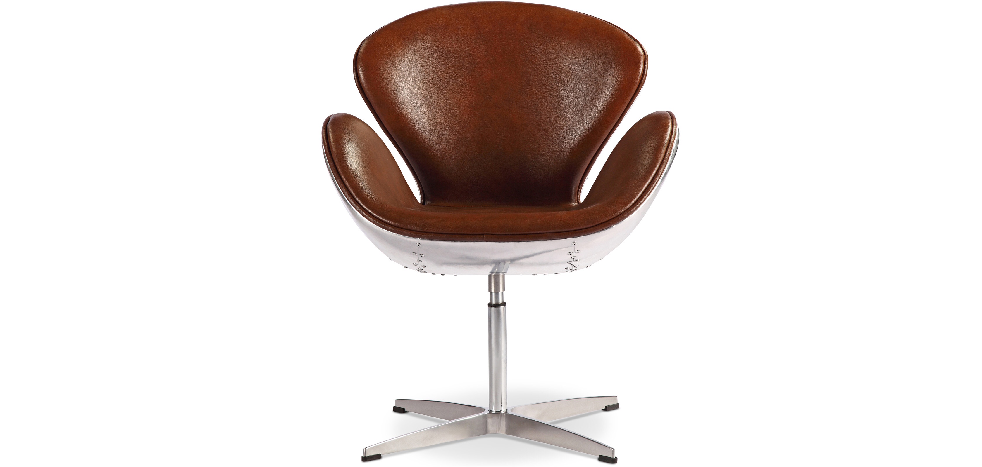 Aeronautical Swivel Petal Chair Brown Aged  Leather style