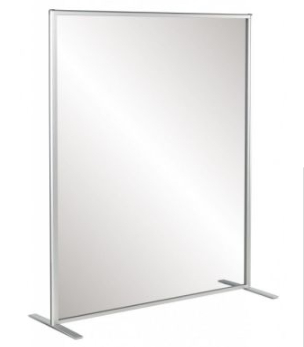 Affordable Floorstanding Acrylic Screen , Aluminium Frame , Metal Feet , PET screen