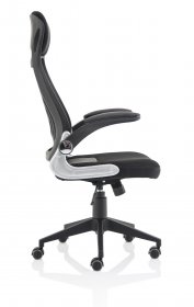 Affordable Saturn High Back Executive Mesh Chair Fold Up Arms Black 