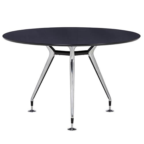 Aluminium Designer base meeting table with black veneer top 1200 mm dia