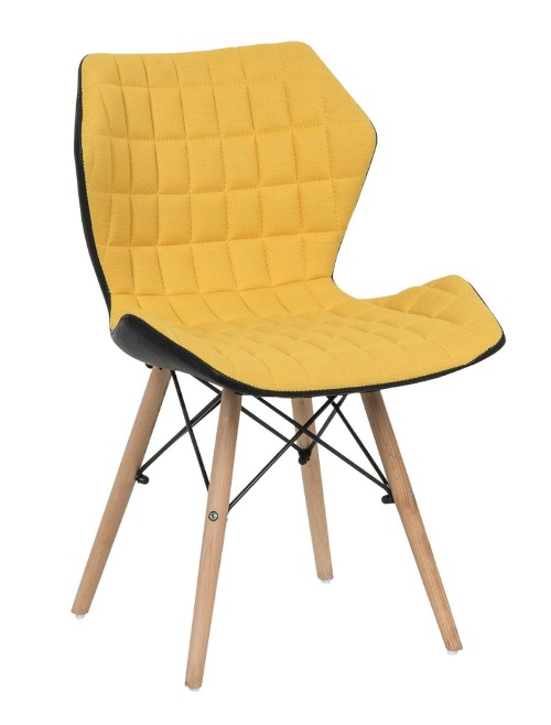 Amelia Designer Epsom fabric chair with wood and black metal  eiffel base Denim