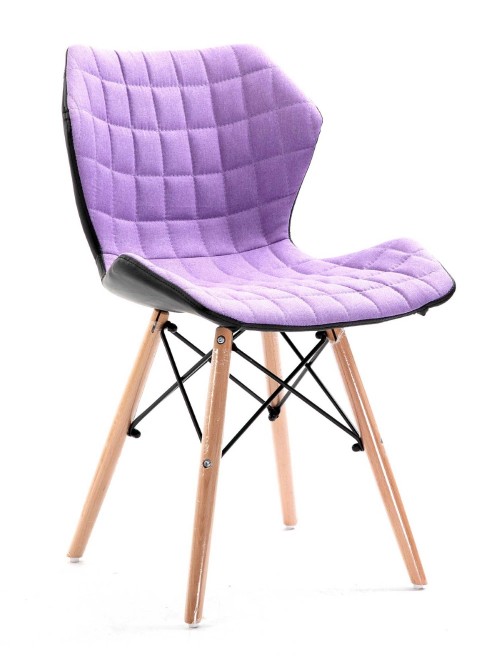 Amelia Designer Epsom fabric chair with wood and black metal  eiffel base Denim