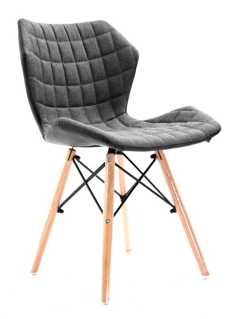 Amelia Designer Epsom fabric chair with wood and black metal  eiffel base Mustard