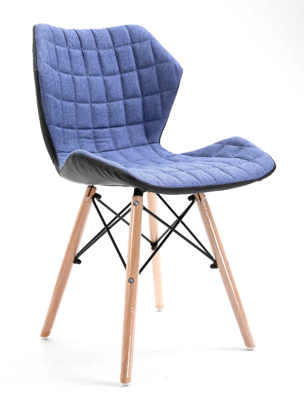 Amelia Designer Epsom fabric chair with wood and black metal  eiffel base Purple 