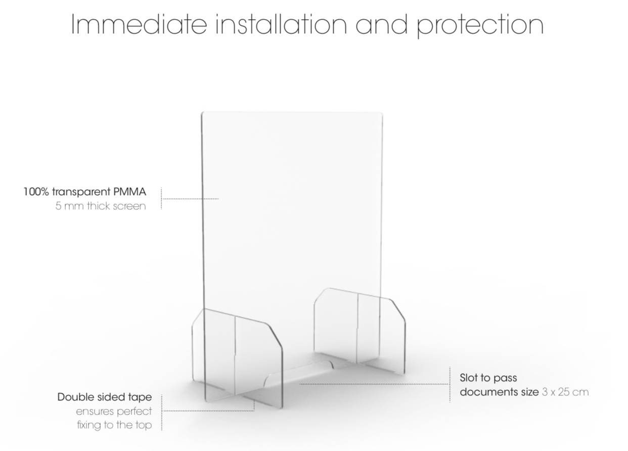 Anti bacterial protection screen Perspex clear