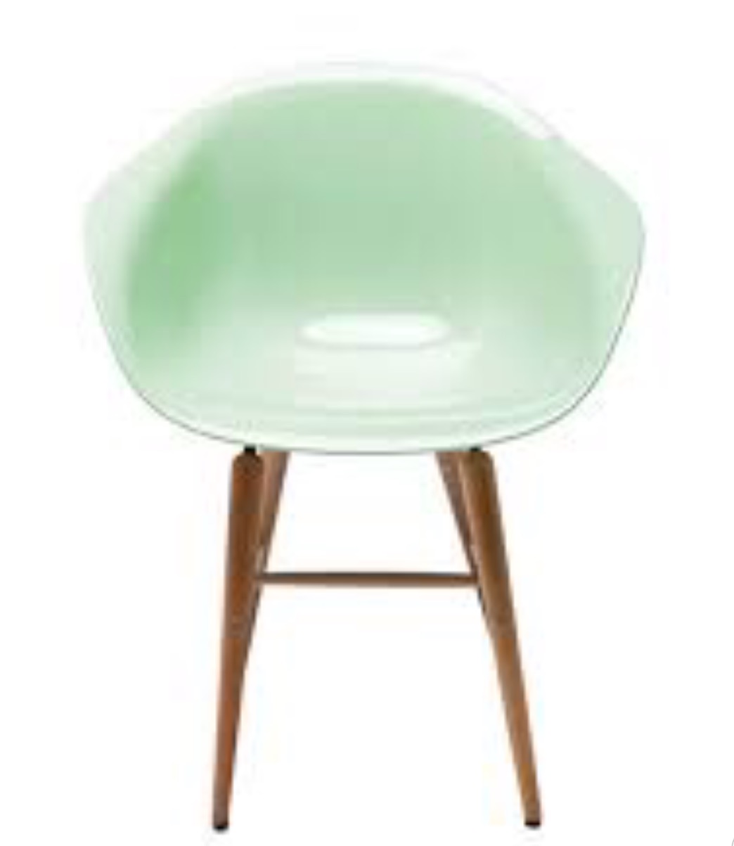 Armrest beech leg designer chair plastic shell green