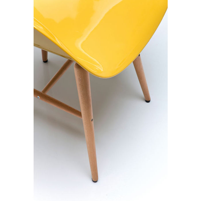 Armrest beech leg designer chair plastic shell mustard