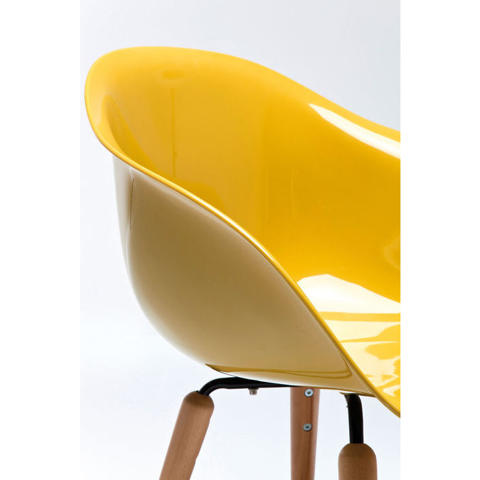 Armrest beech leg designer chair plastic shell mustard