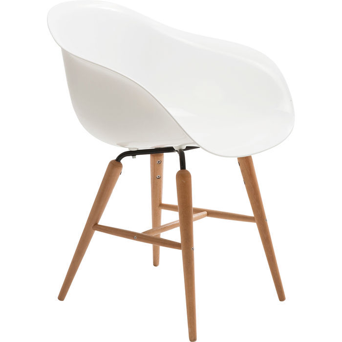 Armrest beech leg designer chair plastic shell white