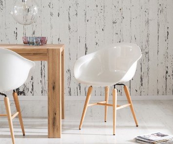 Armrest beech leg designer chair plastic shell white