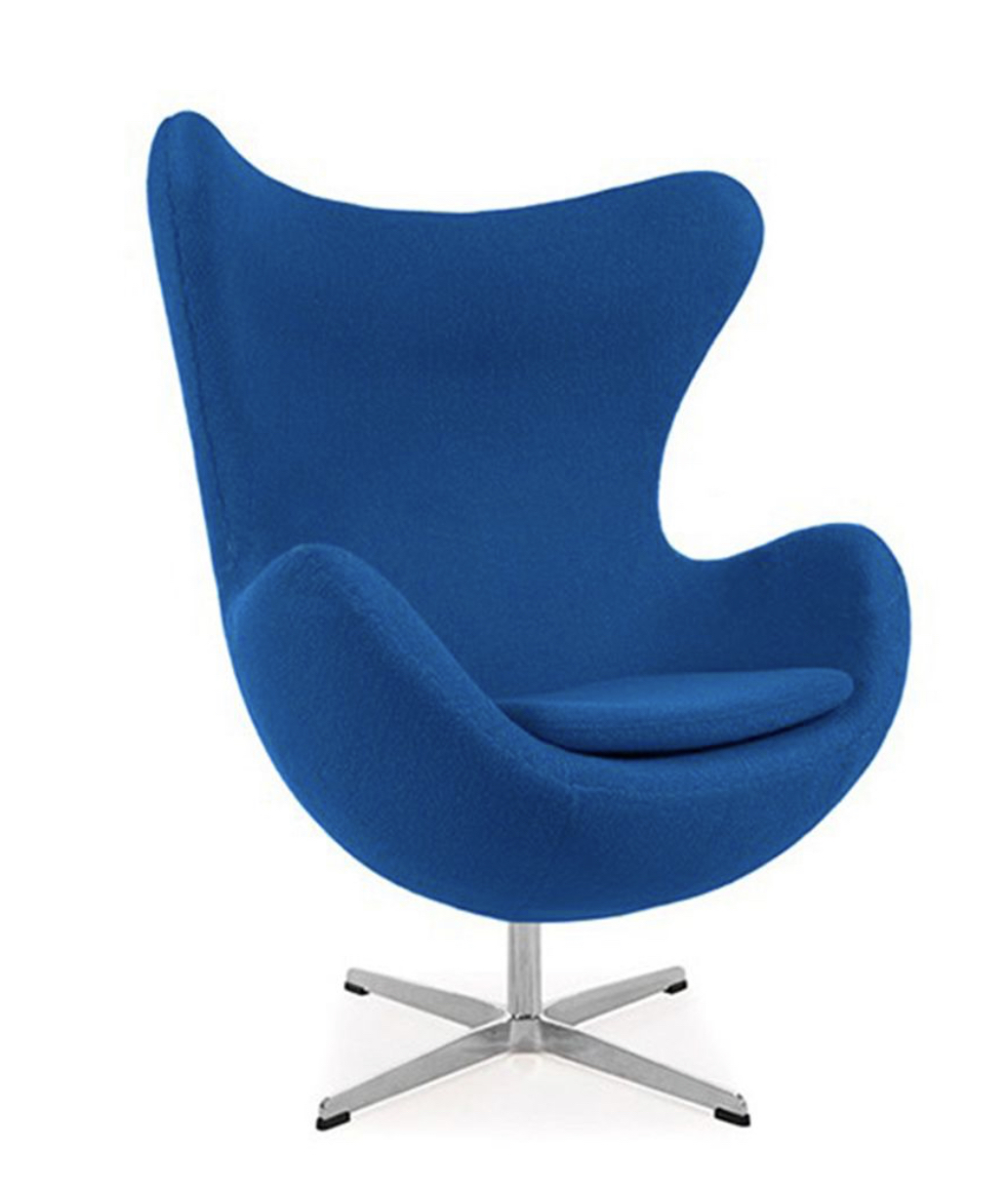 Arne Jacobsen Style Egg Chair Wool Blue