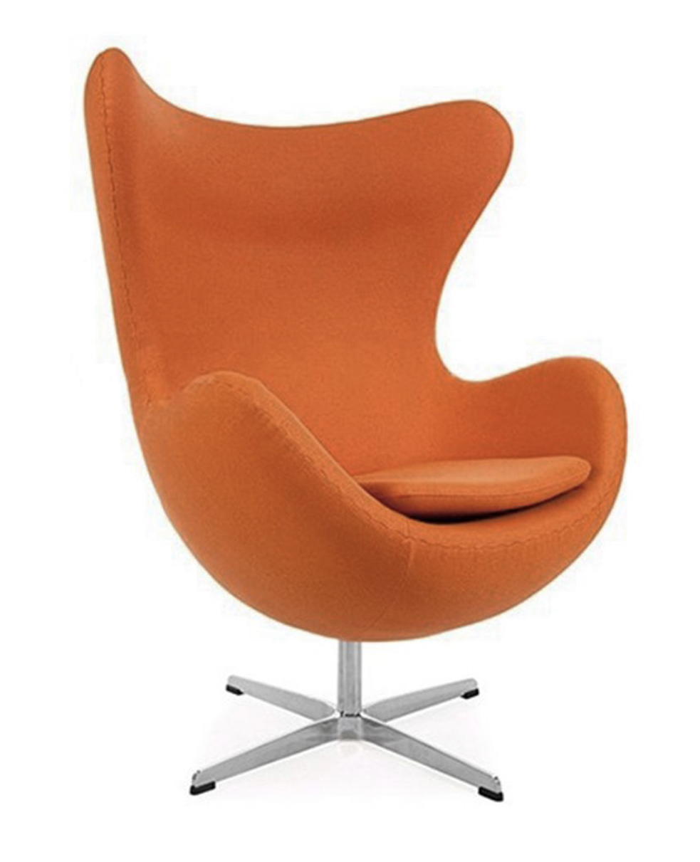 Arne Jacobsen Style Egg Chair Wool Orange 