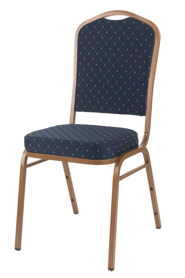 Banquet chair curved back  Blue  and Gold