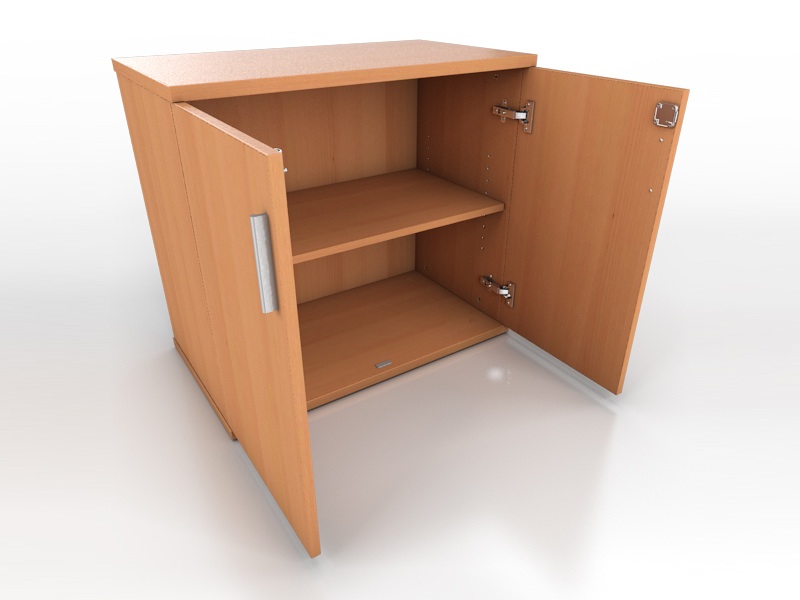 Beech double door cupboard 730h x 800w x 400d with one shelf
