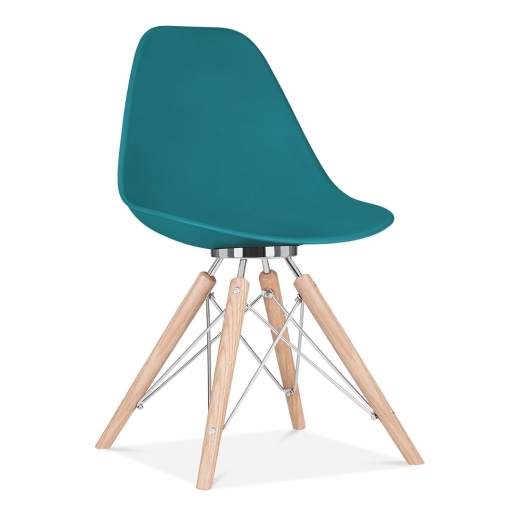 Designer Epsom  leg designer chair teal shell and silver bracket