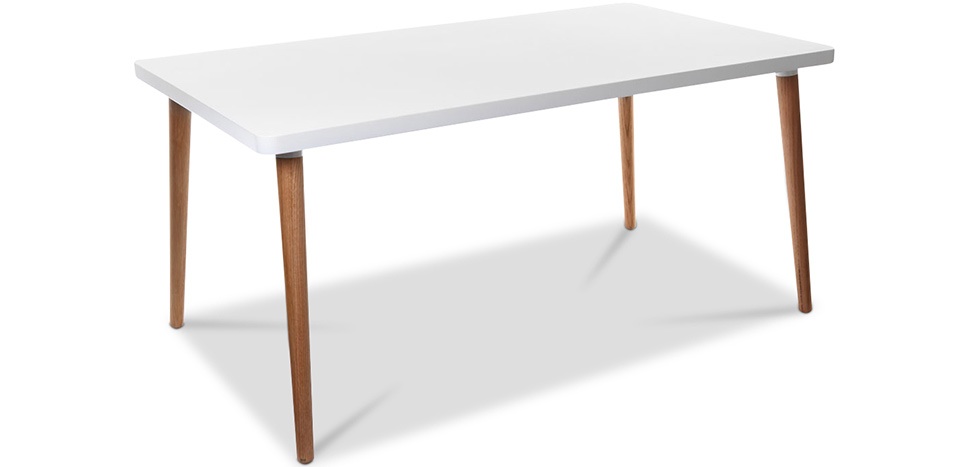 Beech leg designer rectangular table with white top 1600 x 900
