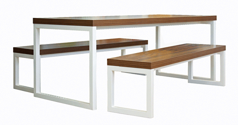 Bench table set various colours and sizes