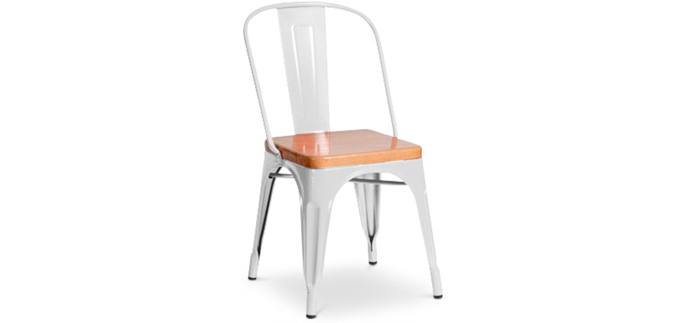 Bistro Retro Chair 450 mm high with wooden seat White