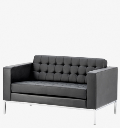 Black Leather Button Sofa 3 Piece Suite