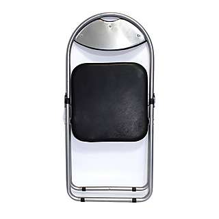 Black soft PVC  folding chair with silver steel  frame
