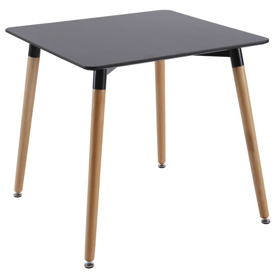 Black lacquered square table beech legs