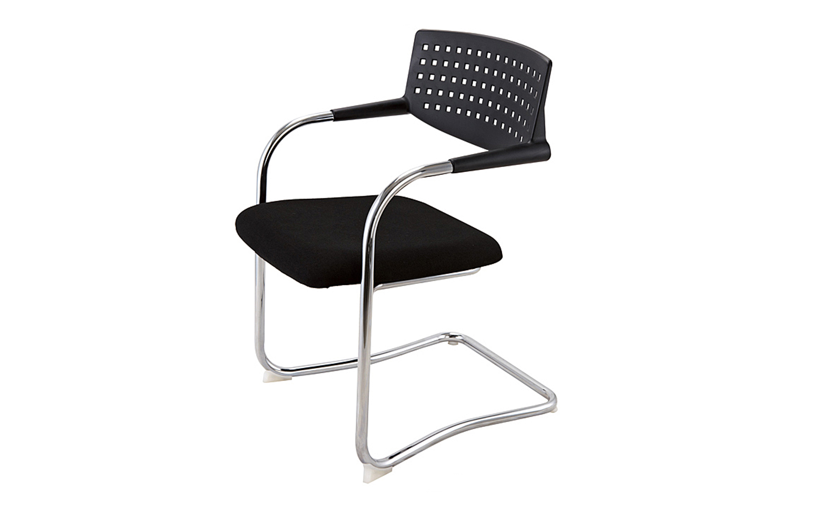 Boardroom , Meeting or Dining Visa chair , black cushion seat , designer perforated nylon back  and stylish chrome cantilever frame executive 