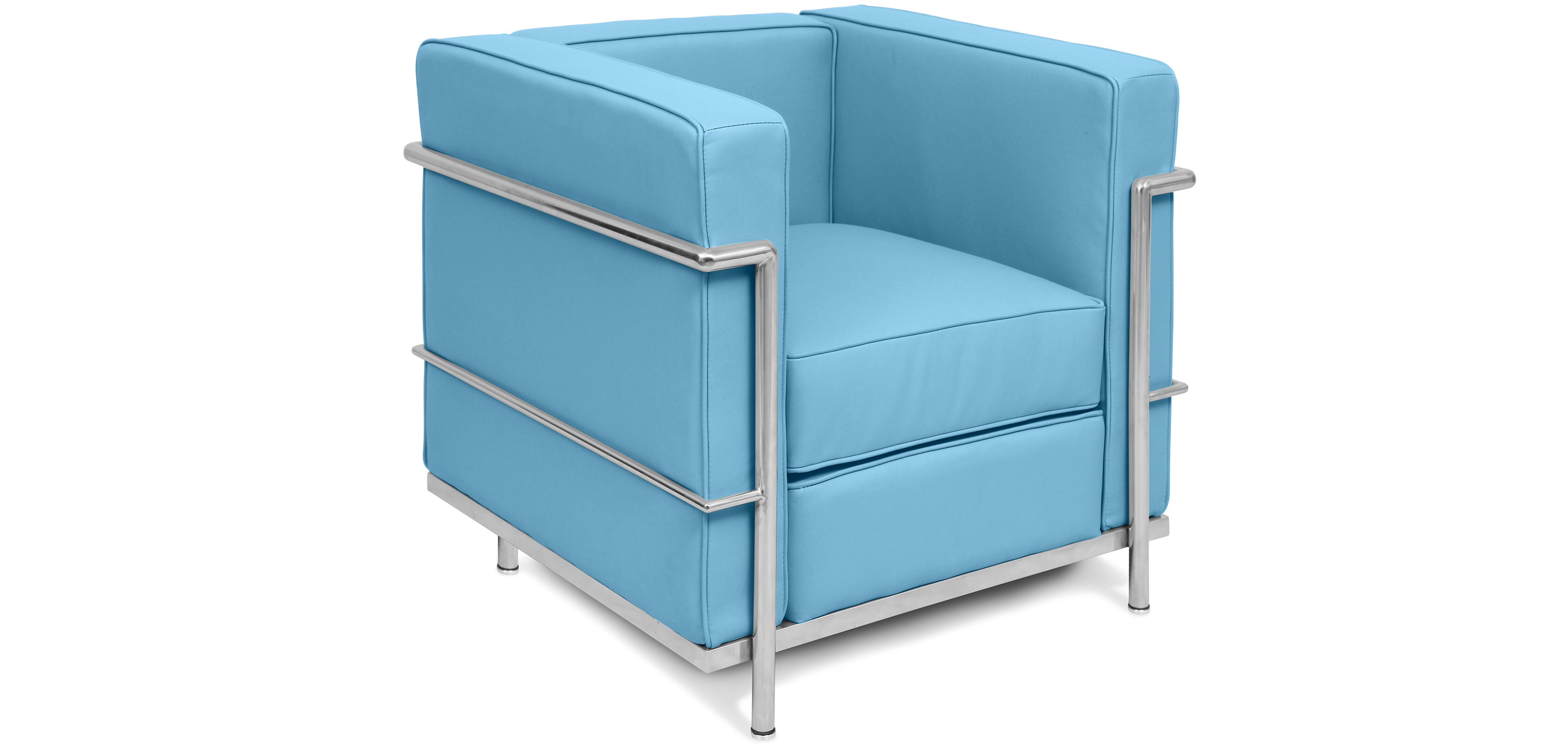 Bright coloured Corbusier style armchair Blue