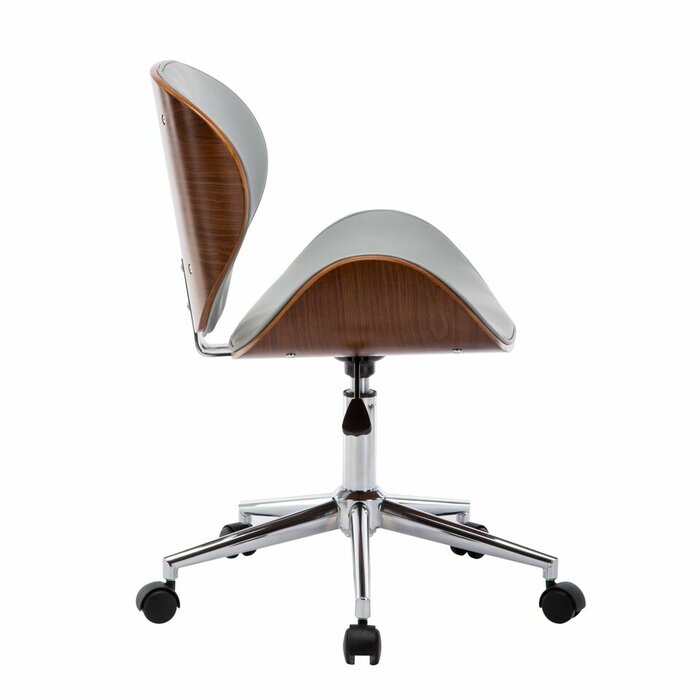 Budget Designer Wooden Shell Office Chair with chrome base faux leather grey seat and back