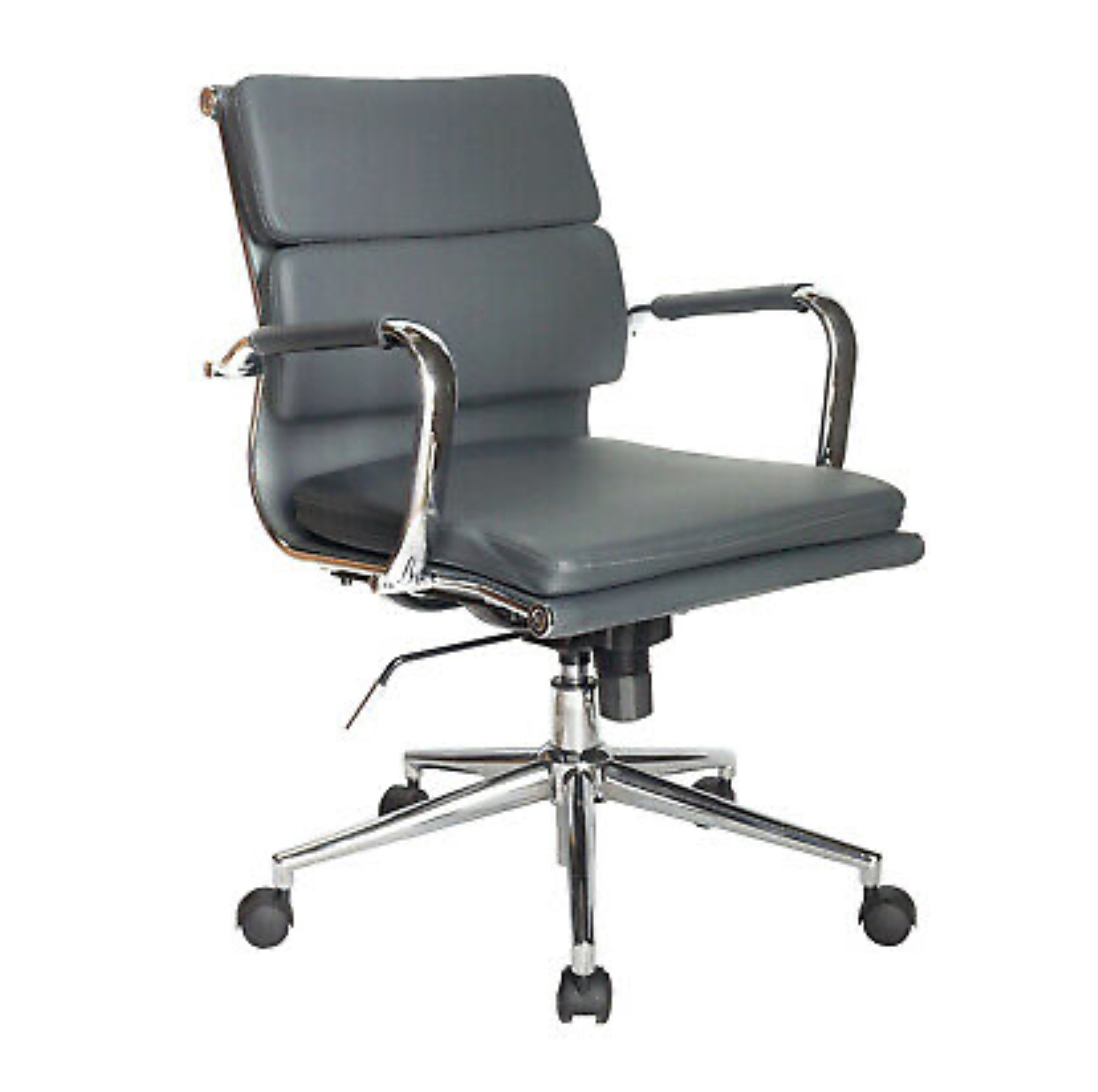 Budget Eames Style Soft Pad Designer, Grey Leather Executive Office Chair