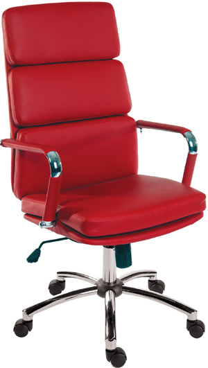 Budget Eames Style Padded Faux Leather, Red Swivel Chair Uk