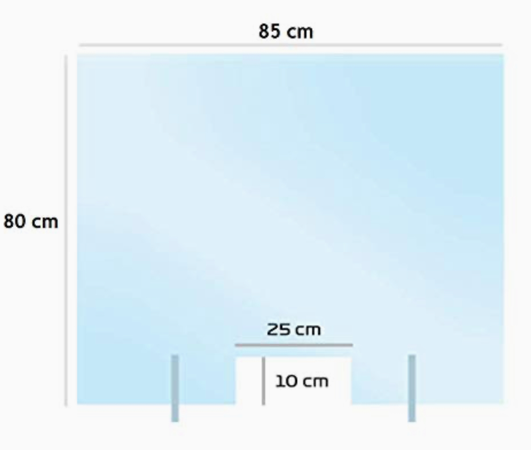 Budget Flat Pack Acrylic Cough / Sneeze Screen , 850mm Wide x 800mm High Freestanding 