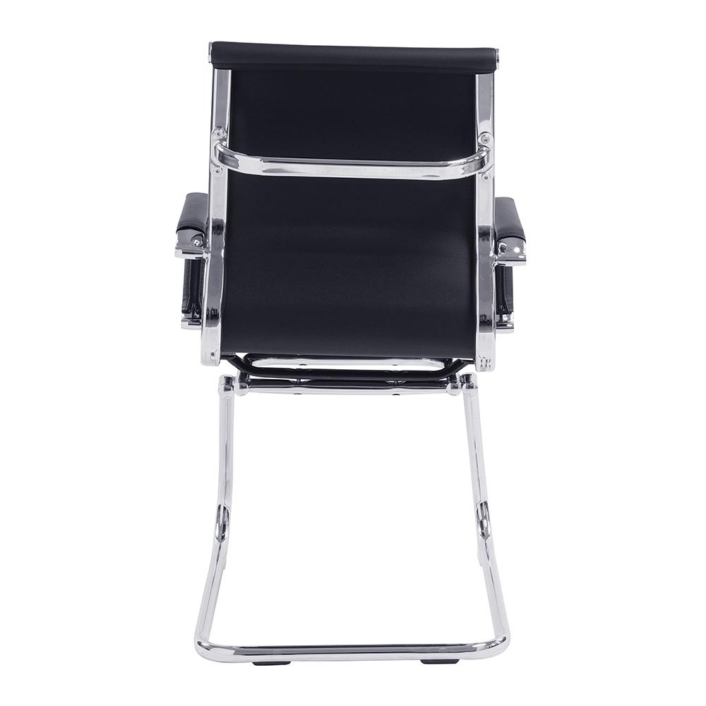 Budget Office Designer Cantilever Chair Black Faux Leather Designer Epsom Ribbed 
