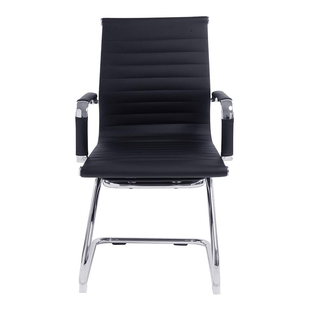 Budget Office Designer Cantilever Chair Black Faux Leather Designer Epsom Ribbed 
