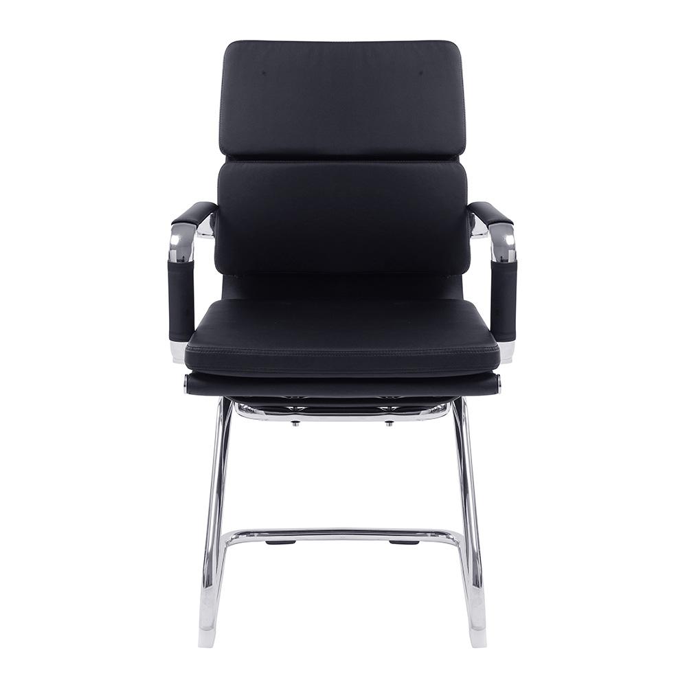 Budget Office Designer Cantilever Chair Black Faux Leather Medium Back Designer Epsom Soft Pad