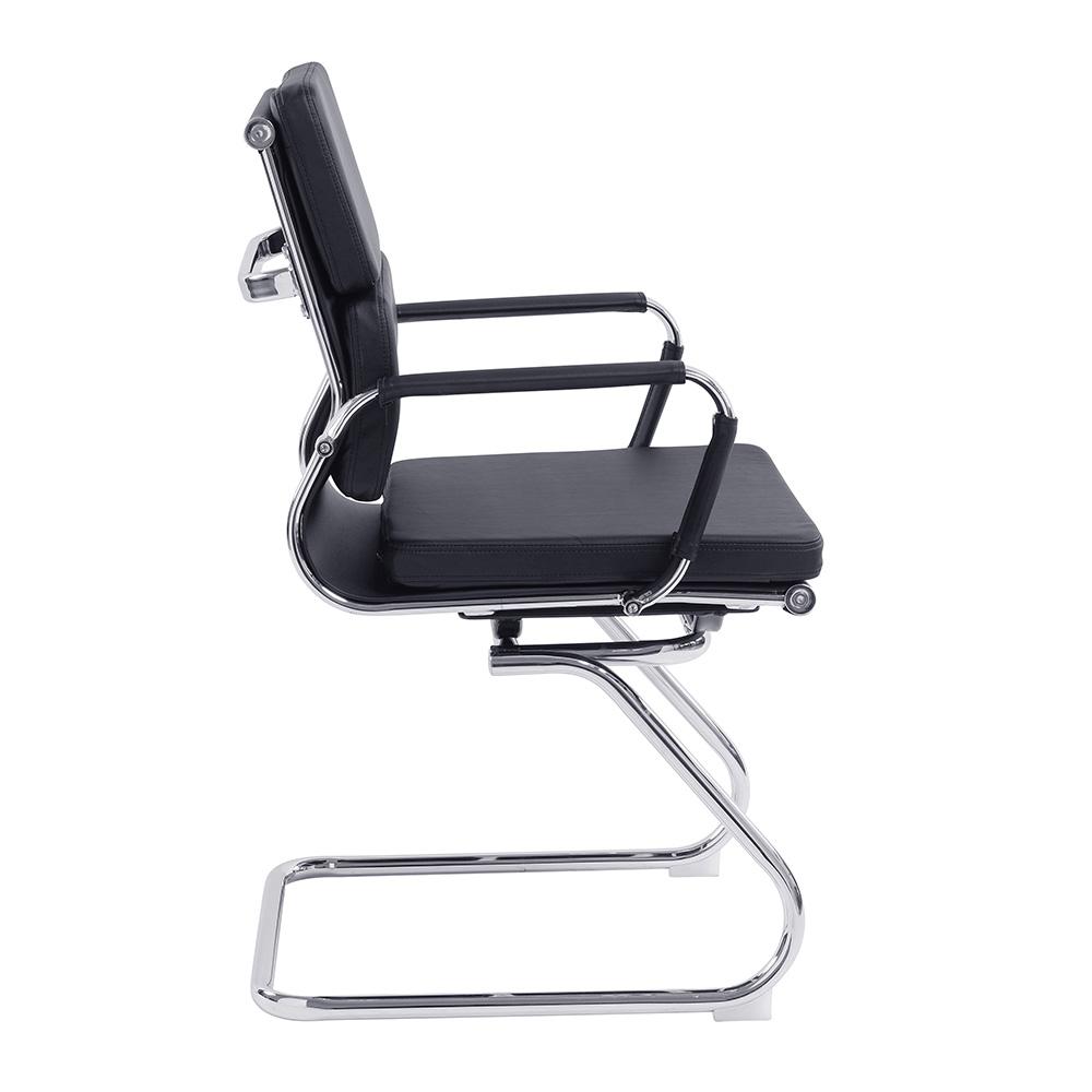 Budget Office Designer Cantilever Chair Black Faux Leather Medium Back Designer Epsom Soft Pad