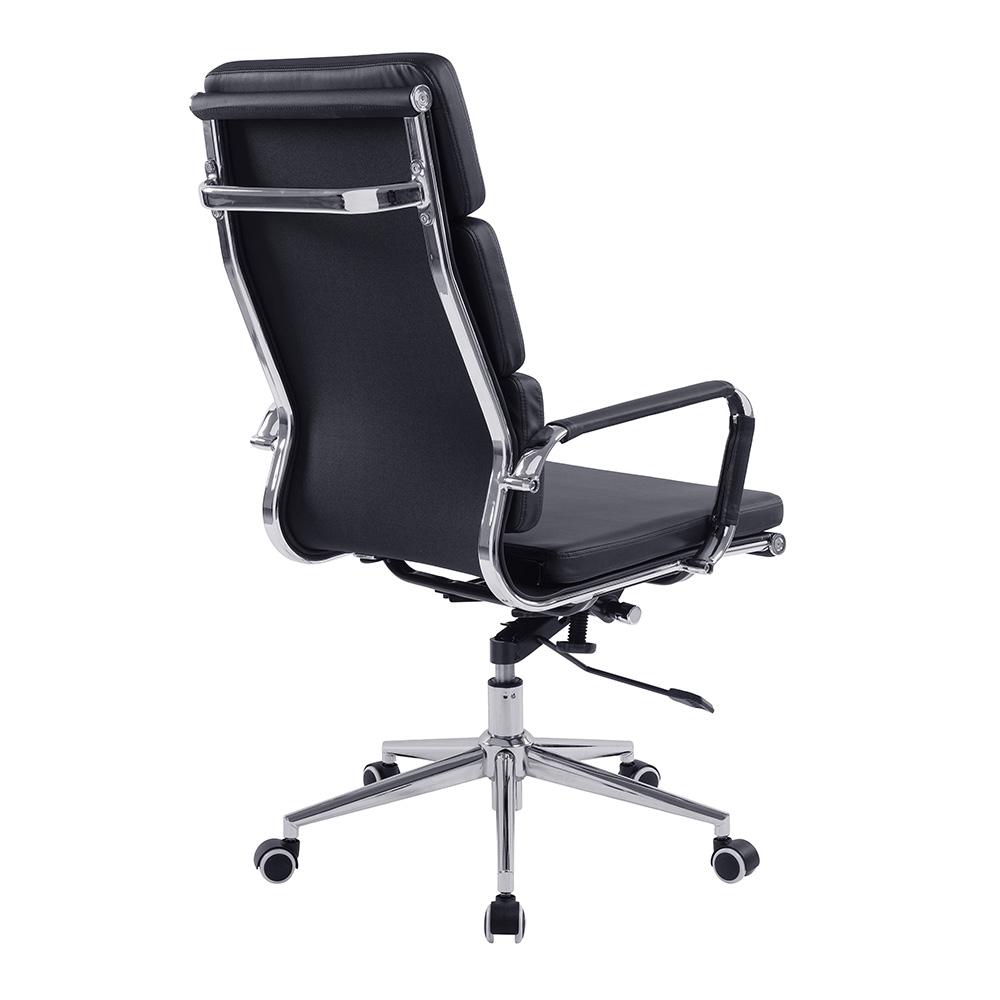 Budget Office Designer Swivel Chair Black Faux Leather High Back