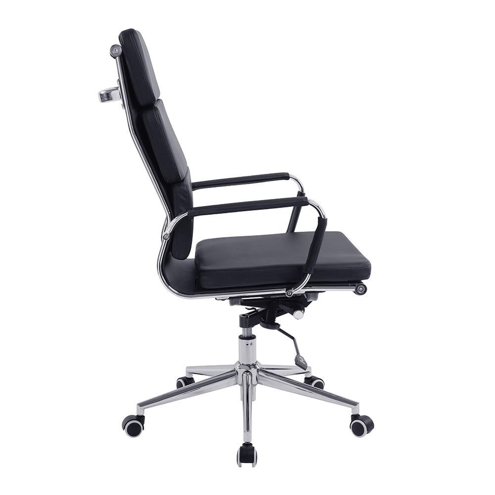 Budget Office Designer Swivel Chair Black Faux Leather High Back
