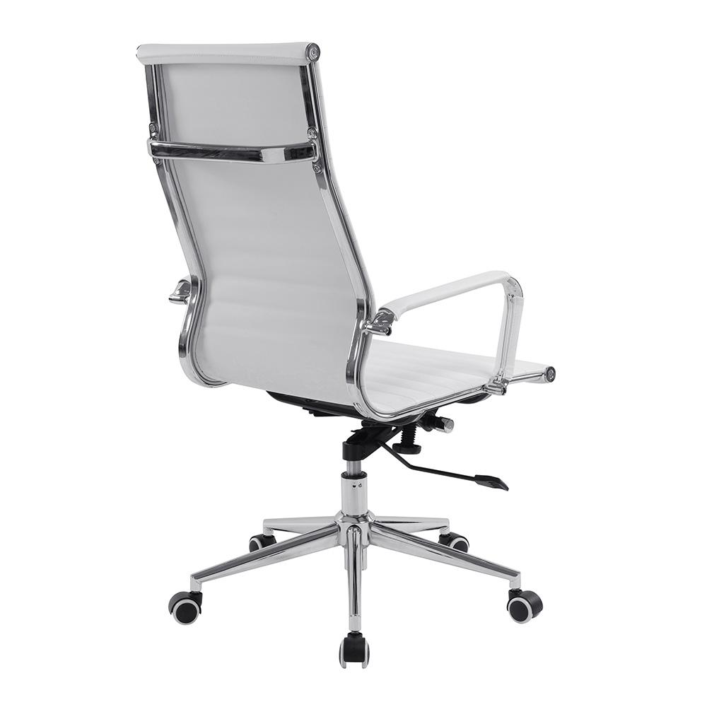 Budget Office Designer Swivel Chair White Faux Leather High Back