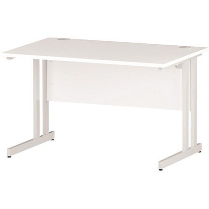 Budget  Desk  1000 x 600 cantilever desk White MFC  top silver legs 