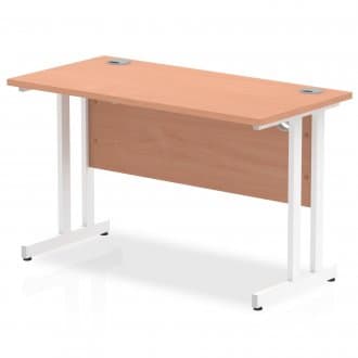 Budget  Desk  1200 x 600 cantilever desk Beech MFC  top white legs and frame