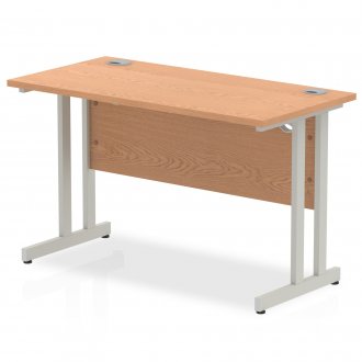 Budget  Desk  1400 x 600 cantilever desk Oak MFC  top silver legs and frame