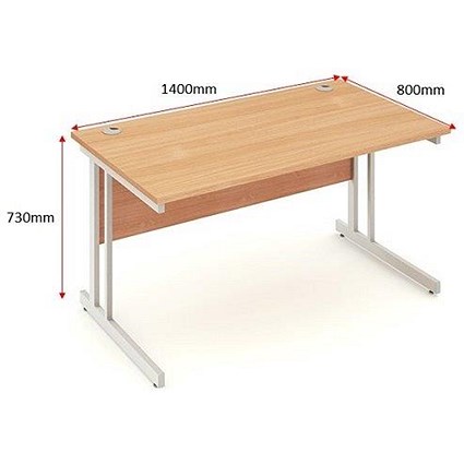 Budget  Desk  1400 x 800 cantilever desk Beech MFC  top silver legs and frame